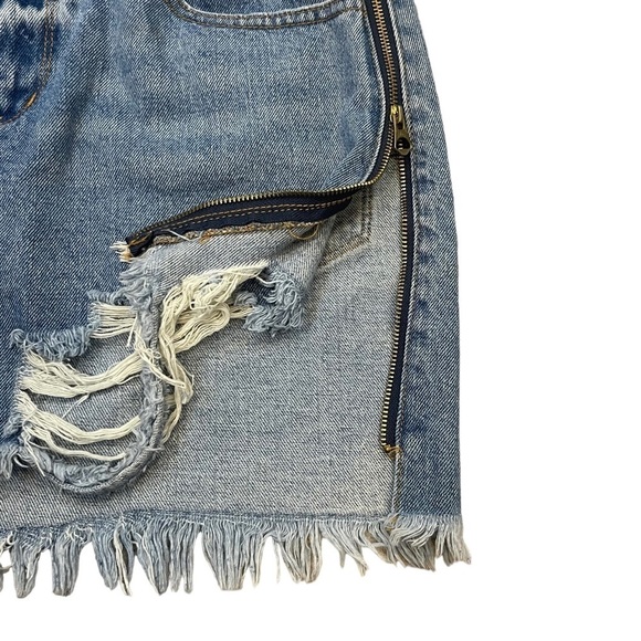 Forever 21 Zipper Mini Skirt Size Large Denim New - Picture 8 of 9